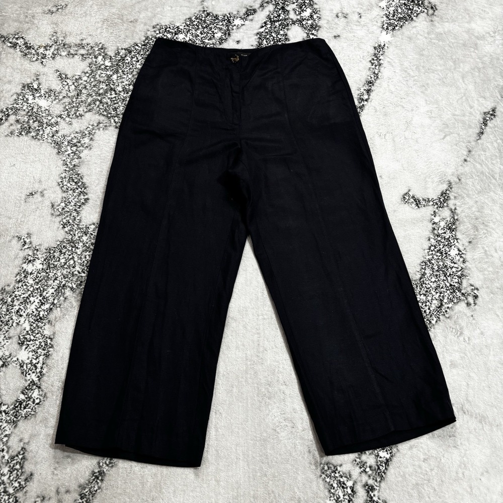 Ann Taylor Pants Women's Size 12 Wide Leg Cropped Navy Blue Trouser